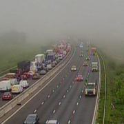 Traffic on the M27 due to overturned vehicle