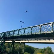 Police helicopter above Ovingham Bridge