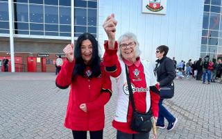 Elaine Bushrod (left) and Jenny Rogers at St Mary's Stadium.