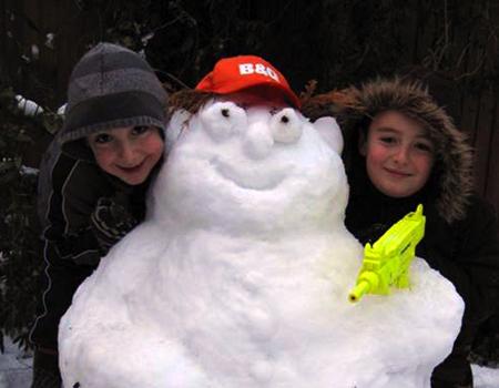 Corinna sent in this pic of James and Michael with their snowman