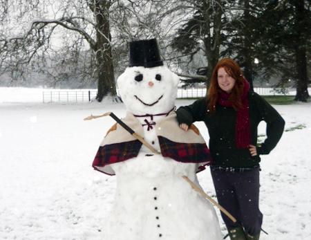 John Hoskin's daughter with her snowman