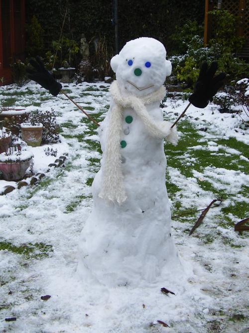 Snowman we built in Upper Shirley Southampton, Jessica.