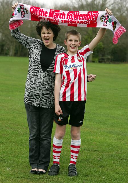 Saints mascot Matthew Hughes with his mum