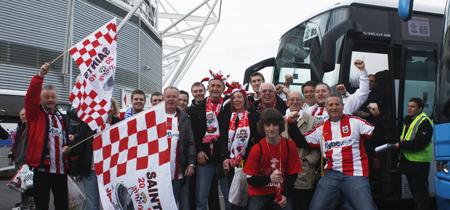 Saints fans leaving St Mary's Stadium for Wembley