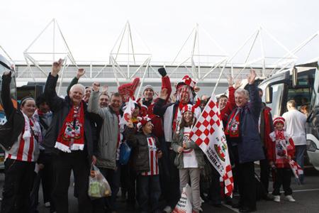Saints fans leaving St Mary's Stadium for Wembley