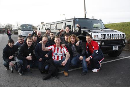Saints fans leaving Lords Hill for Wembley with their Hummer