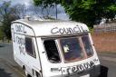 ‘It’s an eyesore’: Abandoned caravan graffitied having yet to be removed by the council