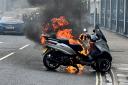 Motorcycle rider praises fire service after bike went up in flames