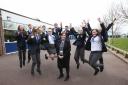 Youngsters at the school celebrate its good report