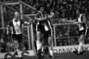 Kevin Keegan celebrates a goal against Manchester United