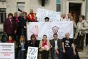 PROTEST: Hampshire Against Fluoridation members at Southampton Civic Centre.  Echo picture by Joanna Mann