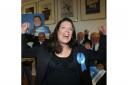 Caroline Nokes dances after her election victory