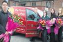 Proprietor of The Flower Shop in Eastleigh High Street Lee Ackerman with one of his vans and employees, left to right, Natasha Barker, Abi Jurd, Shelley Read and Caroline Henley.