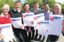 Members of Ex Saints show their support for the Daily Echo Have a Heart Campaign – from left – Hughie Fisher, Matt Le Tissier, Nicky Banger, David Hughes, Francis Benali and Mike Thew.