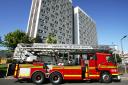 A fire apppliance outside Shirley Towers