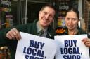 BUY LOCAL: Mark Stewart and Judy Twamley outside Long’s Fresh For Less in Eastleigh.