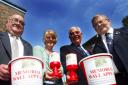 Burt Allen, Sue and Archie Parsons and John Parker at the Royal British Legion offices in Eastgate get set for the street collection at the weekend. 	Echo picture by Matt Watson. Order no: 8779900