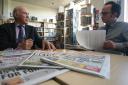 Vince Cable is questioned by the Echo's Patrick Knox