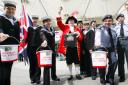 Sea cadets and Air cadets are joined by town crier John Melody in Above Bar, Southampton.