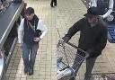 CCTV images of two men police want to speak to following two racially aggravated assaults that took place in Aldi on Bevois Valley Road, Southampton