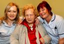 CARING HEROES: Magdalena Wisniewska with resident Joyce Collins and Louise Howe-Piper. Joyce has nominated the carers for the Echo awards. 	Echo picture by Joanna Mann. Order no: 9755221