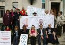 PROTEST: Hampshire Against Fluoridation members at Southampton Civic Centre.  Echo picture by Joanna Mann