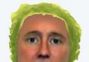 The Hampshire Constabulary e-fit showing the suspect with lettuce style hair.