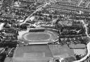 Aerial shot of Southampton Stadium in 1951. Banister Court Stadium..