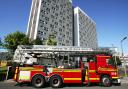 A fire apppliance outside Shirley Towers