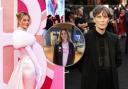 Margot Robbie and Cillian Murphy, stars of Barbie and Oppenheimer, at premieres for the films. Inset: a fan of the films
