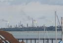 Flares above Fawley refinery site