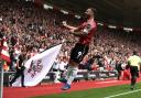 Adam Armstrong celebrates during Southampton's win over Leeds United