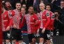 Sekou Mara celebrates scoring in Southampton's win over Huddersfield Town.