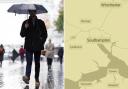 Southampton will experience heavy rain over the early hours of Sunday, February 18