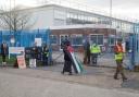 Pro-Palestine protesters gathered outside the Southampton defence firm
