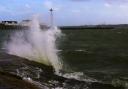 Waves batter Mayflower Park in Southampton during Storm Nelson