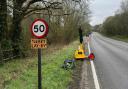 Dave Dorling has put up a handmade 'leaky lay-by' sign on the Marchwood Bypass