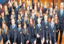 St Anne’s Catholic School pupils with head teacher Beverley Murtagh and deputy head James Rouse