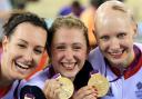 Hampshire cyclist Dani King, left and Laura Trott and Joanna Rowsell