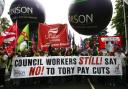 Unions protest at council cuts last year