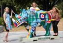 Polishing up the Go! Rhinos in Southampton city centre are Marwell Wildlife’s  Hannah Bowler, Kirstie Mathieson and Kateland Turner