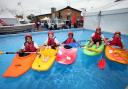 Mansbridge Primary School children in their kayaks.