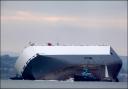 The Hoegh Osaka is stranded in the Solent after running aground on Bramble Bank