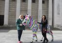 Kirstie Mathieson (left) and Councillor Satvir Kaur (right) celebrate Marwell’s Zany Zebra sponsorship.