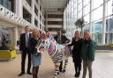 Earning their stripes: Liz Cheaney, HR Director, Nick Gross, chairman and partner; Emily Bell, marketing assistant; Amir Hussain, head of marketing and Kirstie Mathieson, project manager for Marwell's Zany Zebras.