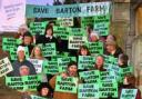 PAST PROTEST: Barton Farm demonstrators on the steps of Winchester Guildhall
