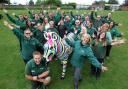 Staff celebrate the Zany Zebras project's twenty fifth sponsor, Marwell Zoo