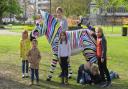 Youngsters with one of the Zany Zebras