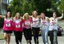UNITED: Friends and family of Jackie Matthews running in Race for Life.  From left, Zoe Bradbury, Jade Bradbury, Chris Ainsworth. Lesley Hamer, Carly Matthews and Lara Burnett. Echo picture above by Paul Collins. Order no: 6935418