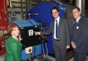 Hazel Blears, Ed Miliband and Simon Woodward at the Geothermal heating plant